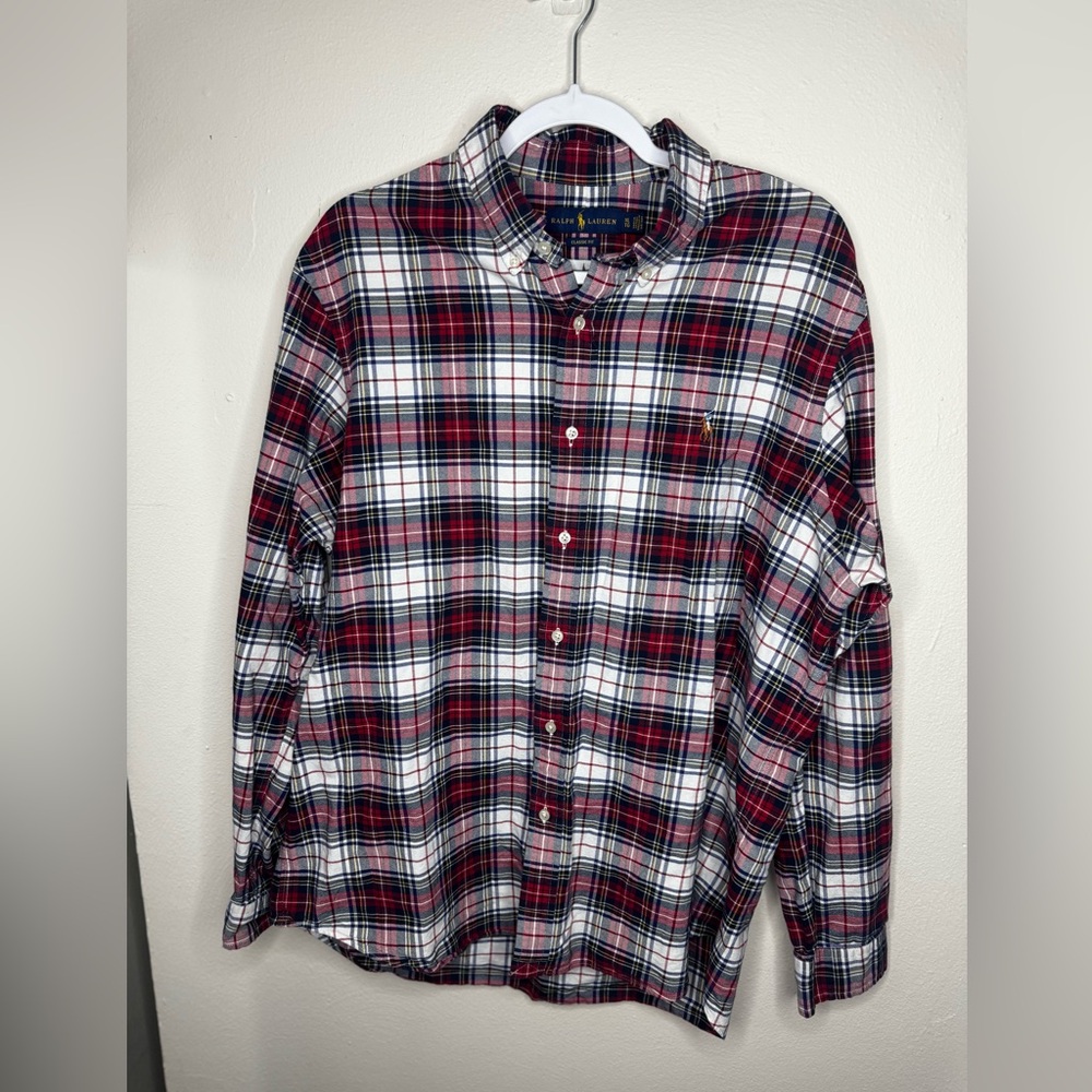 Ralph Lauren Red, White, Blue and Black Plaid Shirt XL TG